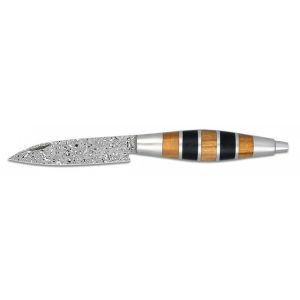 Navaja Albainox Damasco 18930 con hoja de acero Damasco 60 capas de 8,2 cm y empuñadura de Madera y aluminio/Madera y negro de 9,8 cm.