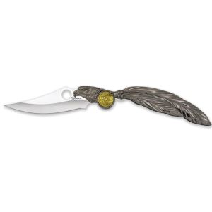 Navaja Albainox Eagle Feather 18940 con hoja de acero 3Cr13Mov de 10 cm y empuñadura de Zinc, en brillo de 14,3 cm.