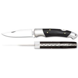 Navaja con hoja de acero 3CR13MOV de 9.70 cm y empuñadura de estamina Negra de 12.60 cm