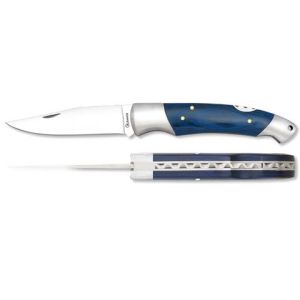 Navaja con hoja de acero 3CR13MOV de 9.70 cm y empuñadura de estamina Azul de 12.60 cm
