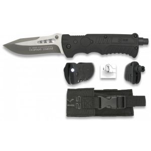 Navaja K-25 19588 con hoja de acero 7Cr17Mov de 9 cm y empuñadura de SFL / Negro de 13 cm.