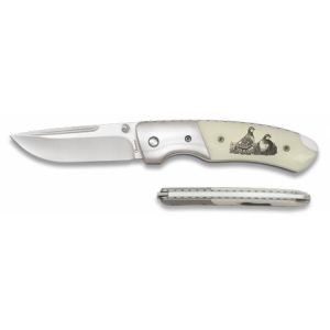 Navaja Deluxe Perdices con hoja de acero 3Cr13Mov de 8.00 cm y empuñadura de ABS/Blanco decorado en ambas caras de 11.40 cm