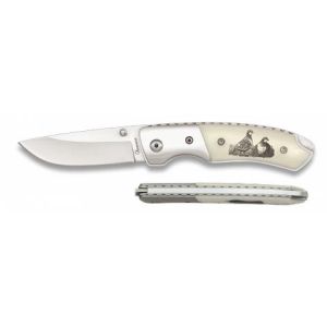 Navaja Tactica Perdices con hoja de acero 3Cr13Mov de 6.50 cm y empuñadura de ABS/Blanco Decorada 2 Caras de 9.50 cm
