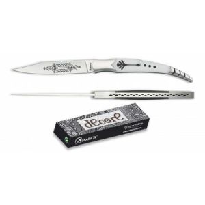 Navaja decore con hoja de acero 3Cr13Mov de 8,5 cm y empuñadura de ABS de 11,2 cm