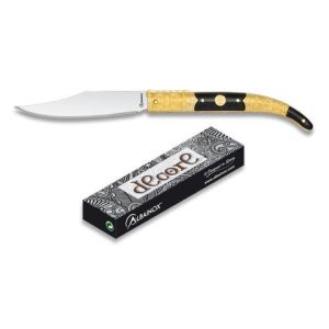Navaja decore con hoja de acero 3Cr13Mov de 8,3 cm y empuñadura de ABS y Zamak de 10,6 cm
