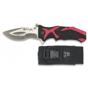 Navaja Táctica K-25 19936 con hoja de acero 7Cr17Mov de 9,3 cm y empuñadura de Aluminio / Negro-Rojo de 12 cm.