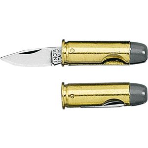 Navaja FOX pallottola Magnum emulando un casquillo de magnum 44, hoja de acero 420C de 3 cm y con un peso de tan sólo 20 gramos