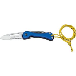 Navaja italiana FOX marinera 233 hoja de acero 420C de 7,5 cm y empuñadura de aluminio azul de 11,5 cm con gancho para pesca