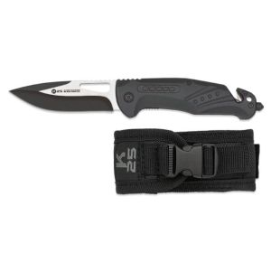 Navaja Táctica K-25 25008 con hoja de acero 7Cr17Mov de 7 cm y empuñadura de Aluminio Negro de 9 cm.