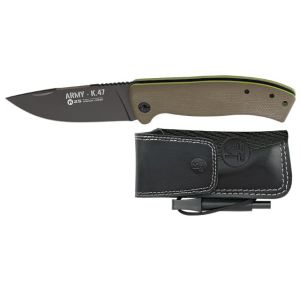 Navaja Táctica K-25 25013 con hoja de acero 7Cr17Mov de 9,8 cm y empuñadura de Micarta Verde de 13,2 cm.