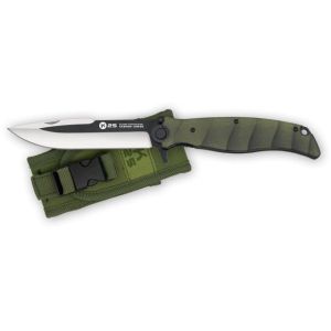Navaja Táctica K-25 25015 con hoja de acero 4CR13MOV de 13 cm y empuñadura de G10 verde de 13 cm.