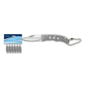 Navaja Albainox 25023 con hoja de acero 3Cr13Mov de 4 cm y empuñadura de Acero / Gris de 5 cm.