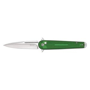 Navaja Albainox 25042 con hoja de acero 3Cr13Mov de 8,7 cm y empuñadura de Aluminio / Verde de 11,5 cm.