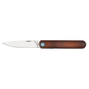 Navaja con hoja de acero 3Cr13MoV de 9.10 cm y empuñadura de Aluminio / Madera de 11.30 cm