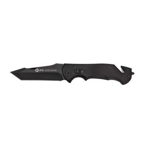 Navaja Táctica K-25 25088 con hoja de acero 7Cr17Mov de 6,5 cm y empuñadura de Aluminio Negro de 9 cm.