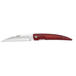 Navaja con hoja de acero 3Cr13MoV de 8.60 cm y empuñadura de estamina Roja de 10.80 cm