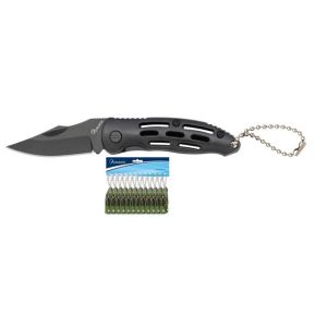Navaja Albainox 25146 con hoja de acero 3Cr13Mov de 5,5 cm y empuñadura de ABS negro de 7,8 cm.