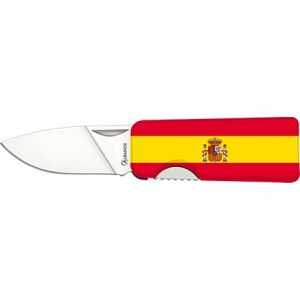 Navaja Albainox Billetera España 3D 25149 con hoja de acero 3Cr13Mov de 5 cm y empuñadura de Aluminio/3D PRINT Bandera de España de 6,7 cm.