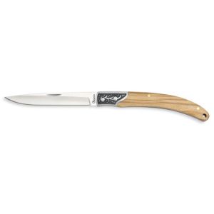 Navaja Albinox Decorada 25169 con hoja de acero 3Cr13Mov de 8,4 cm y empuñadura de Madera Olivo de 10,3 cm.