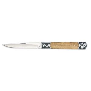 Navaja Albainox Decorada 25170 con hoja de acero 3Cr13Mov de 8 cm y empuñadura de Madera Olivo de 10,6 cm.