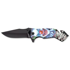 Navaja Táctica Albainox Payaso 3D 25183 con hoja de acero 3Cr13Mov de 8 cm y empuñadura de ABS de 11,5 cm.
