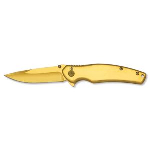 Navaja Albaiox Titanio Oro 25186 con hoja de acero 3Cr13Mov de 7,8 cm y empuñadura de Acero inox TITANIIO ORO de 11,5 cm.