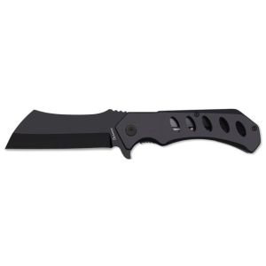 Navaja Albainox Gigante 25187 con hoja de acero 3Cr13Mov de 13,3 cm y empuñadura de Acero inox negro calado de 17,5 cm.