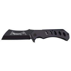 Navaja Albainox Gigante Halloween 25187GR652 con hoja de acero 3Cr13Mov de 13,3 cm y empuñadura de Acero inox negro calado de 17,5 cm.