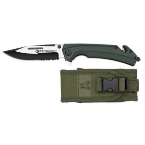 Navaja Táctica K-25 25235 con hoja de acero 4CR13MOV de 9 cm y empuñadura de G10 Verde de 11,3 cm.