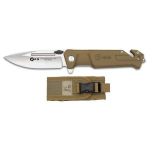 Navaja Táctica K-25 25238 con hoja de acero 7Cr17Mov de 9 cm y empuñadura de Goma Tan de 12 cm.