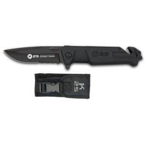 Navaja Táctica K-25 25240 con hoja de acero 7Cr17Mov de 9 cm y empuñadura de Goma Negro de 12 cm.