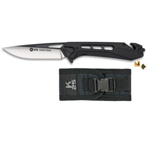 Navaja Táctica K-25 25242 con hoja de acero 7Cr17Mov de 10,5 cm y empuñadura de G10 Negro de 14,6 cm.