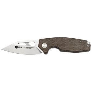 Navaja Táctica K-25 25247 con hoja de acero 7Cr17Mov de 6,5 cm y empuñadura de Micarta Caramelo de 8,9 cm.