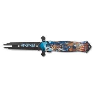 Navaja Albainox Vikings 25269 con hoja de Acero Inox de 9 cm y empuñadura de Aluminio, 3D ( 2 caras) de 13 cm.