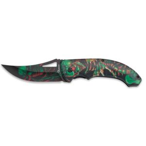 Navaja Albainox Calaveras 25276 con hoja de Acero Inox de 8,7 cm y empuñadura de ABS Decorada 3D de 12 cm.