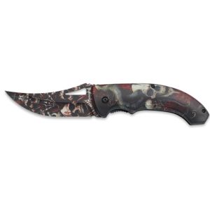 Navaja Albainox Calaveras 25277 con hoja de Acero Inox de 8,7 cm y empuñadura de ABS decorada 3D de 12 cm.