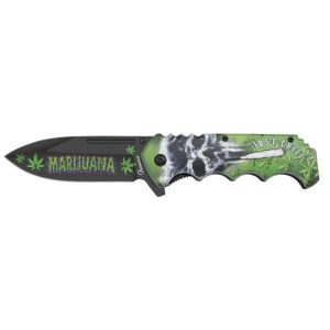 Navaja Albainox Marijuana 25280 con hoja de Acero Inox de 9 cm y empuñadura de ABS Decorada 3D de 12 cm.
