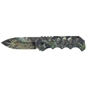 Navaja Albainox Calaveras 25281 con hoja de Acero Inox de 9 cm y empuñadura de ABS Decorada 3D de 12 cm.