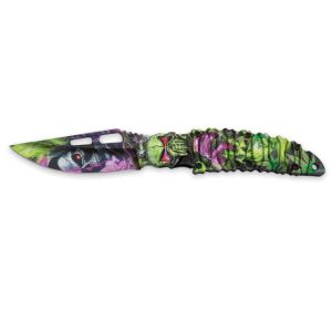 Navaja Albainox Calaveras 25282 con hoja de Acero Inox de 9,3 cm y empuñadura de ABS Decorada 3D de 12,1 cm.