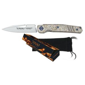 Navaja Tokisu 25284 con hoja de acero 7Cr17Mov de 7 cm y empuñadura de Micarta de 8,9 cm.