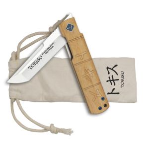 Navaja Tokisu 25286 con hoja de acero 7Cr17Mov de 8,9 cm y empuñadura de Bambú de 11,4 cm.