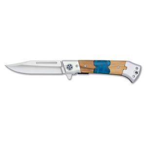 Navaja Albainox 25315 con hoja de Acero Inox de 9,5 cm y empuñadura de Madera-Olivo-Acrilico de 12,7 cm.