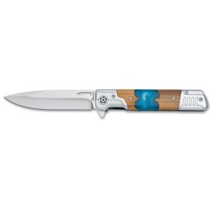 Navaja Albainox 25316 con hoja de Acero Inox de 10 cm y empuñadura de Madera-olivo- acrílico de 12,6 cm.