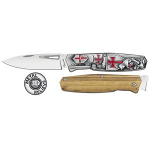 Navaja Albainox Templario 25334 con hoja de Acero Inox de 7,9 cm y empuñadura de Zamak de 10,5 cm.