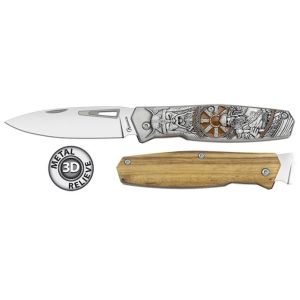 Navaja Albainox 25335 con hoja de Acero Inox de 7,9 cm y empuñadura de Zamak zebra de 10,4 cm.