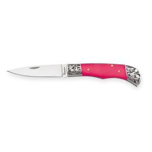 Navaja Albainox 25348 con hoja de Acero Inox de 7,9 cm y empuñadura de Acrílico, Rosa de 9,7 cm.