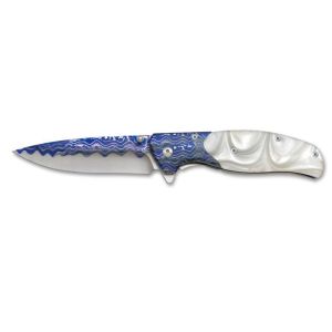 Navaja Albainox 25352 con hoja de Acero Inox de 9 cm y empuñadura de Acrílico blanco de 11,5 cm.