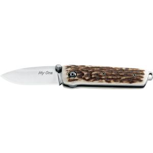 Navaja Italiana FOX MY ONE 279 CE con hoja de acero Böhler N690Co real de 5 cm y empuñadura de asta de ciervo de 8,5 cm
