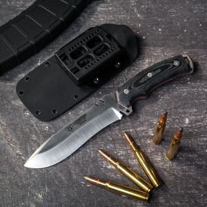 Cuchillo Cudeman 291-M-K Boina Verde CADETE hoja de acero Böhler N-695 y empuñadura de micarta negra de 12,5 cm funda de kydex
