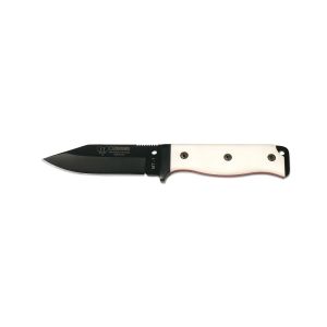 Cuchillo Cudeman 295-NC* MT-1 hoja de acero inoxidable MoVa 1.4116 pavonada en negro de 11 cm empuñadura de micarta negra de 11,5 cm funda de cuero
